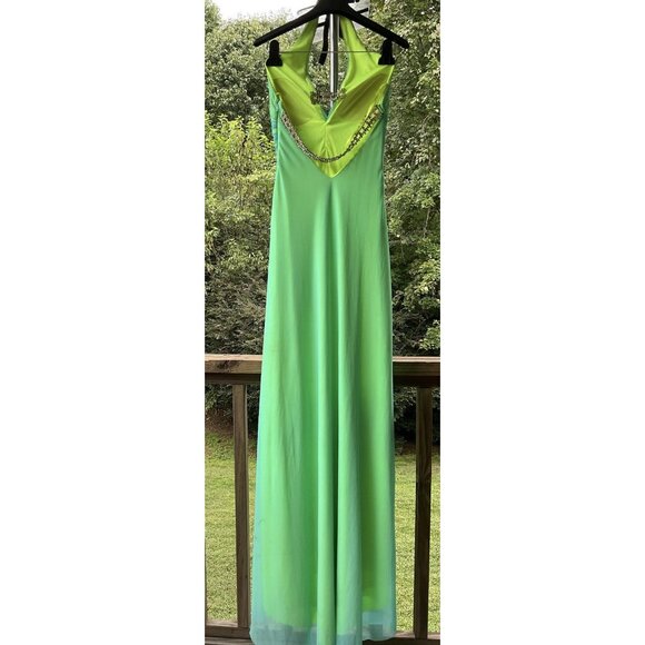 Cache Dress VTG Y2K Maxi Gown Prom Cruise Resort Fairy Whimiscal Ombre Green 2 - Picture 13 of 16